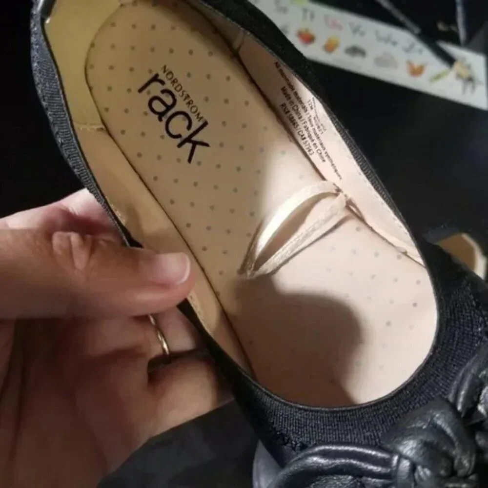 Little girl black bow Nordstrom ballet shoes size 12
